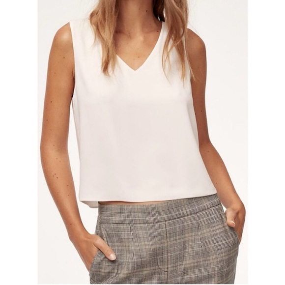 Babaton White Loose Fit V Neck Tank Top Size XXS - Picture 1 of 7